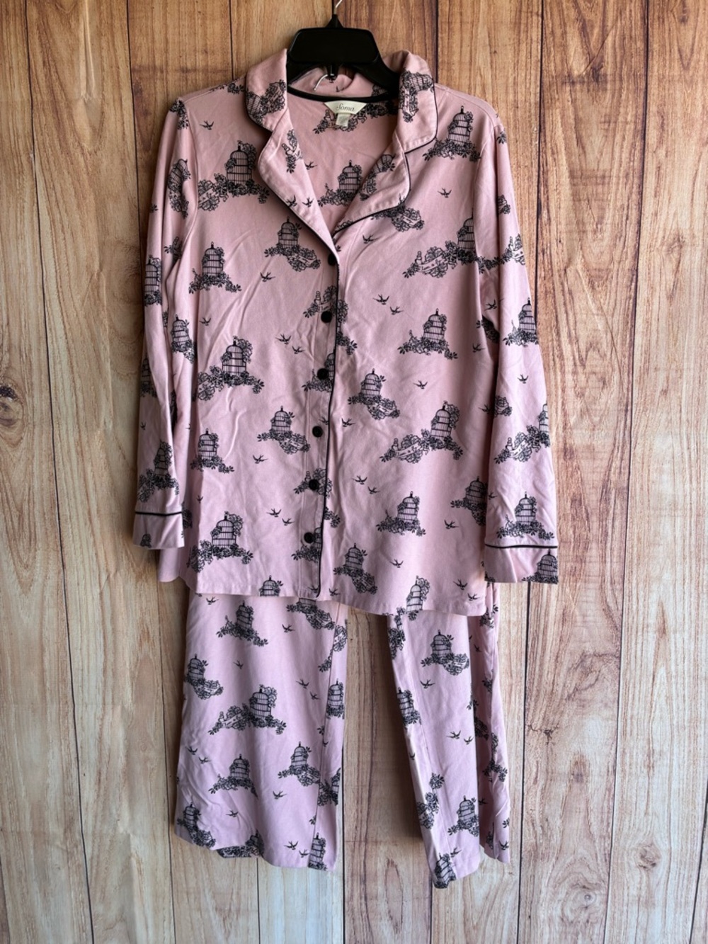 Soma Long-Sleeve Printed Notch Collar Pajama Set Size Large